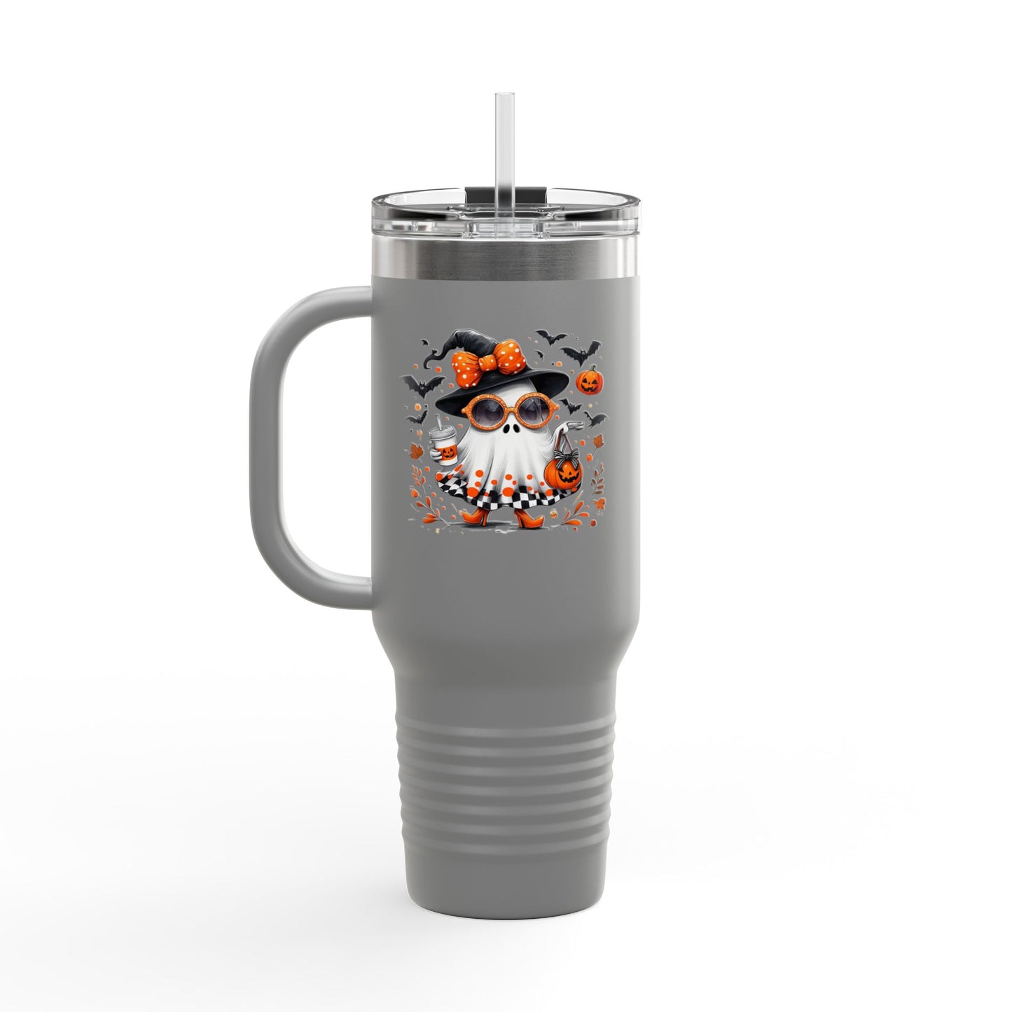 Cute Halloween Ghost  | Trendy Witch Ghost Outfit | Spooky Fall Shirt for Women | Pumpkin Aesthetic Halloween Apparel Gift Travel Mug