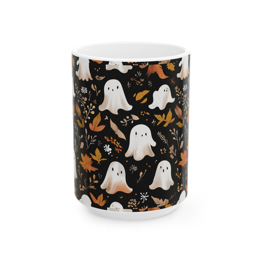 Halloween Ghost Ceramic Mug, Autumn Coffee Cup, Cute Ghost Mug, Fall Decor, Spooky Mug, Gift for Halloween Lovers, Ceramic Mug
