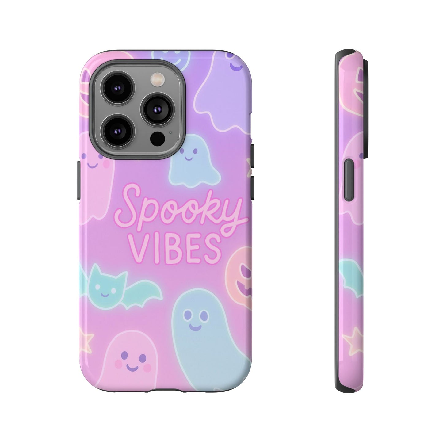 Spooky Vibes Pastel Halloween Design | Cute Ghosts, Pumpkins & Bats Aesthetic Phone Cases