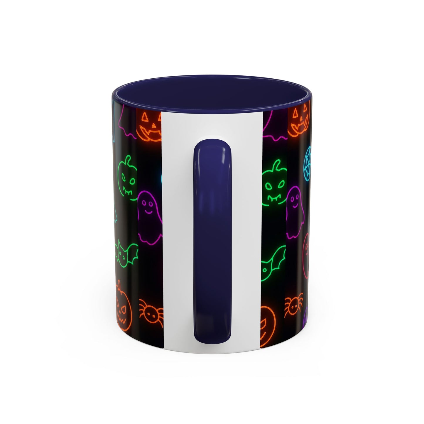 Neon Halloween Pattern | Cute Ghosts, Pumpkins & Bats Glow Design Accent Mug