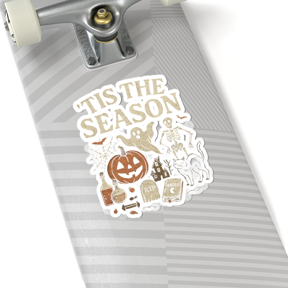 ‘Tis the Season Halloween | Vintage Spooky Season Shirt with Ghost, Skeleton & Pumpkin | Retro Halloween Graphic Tee for Fall Stickers