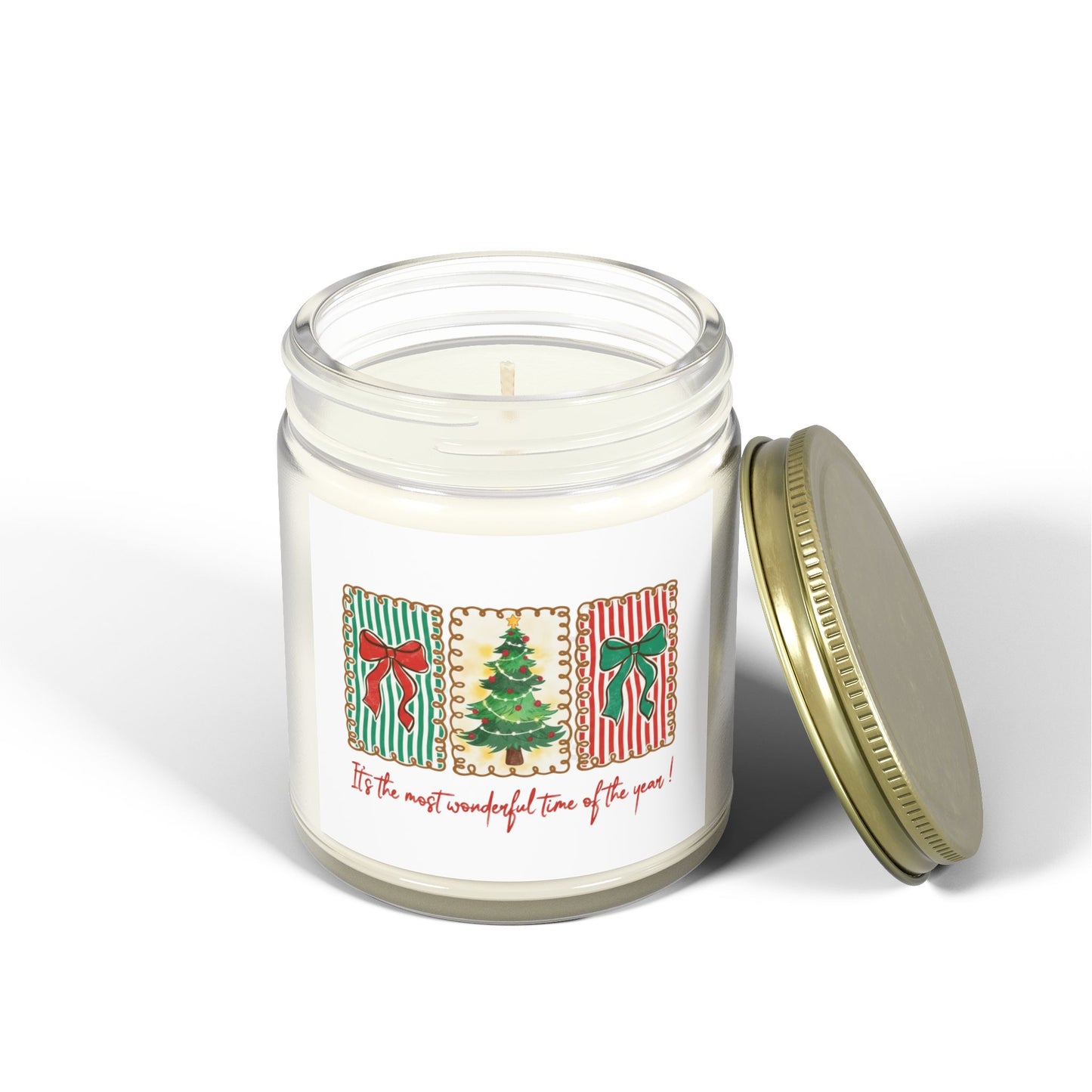 Festive Christmas Tree & Bow Design | It’s the Most Wonderful Time of the Year – Holiday Shirt, Mug, Tote & Home Decor Candle