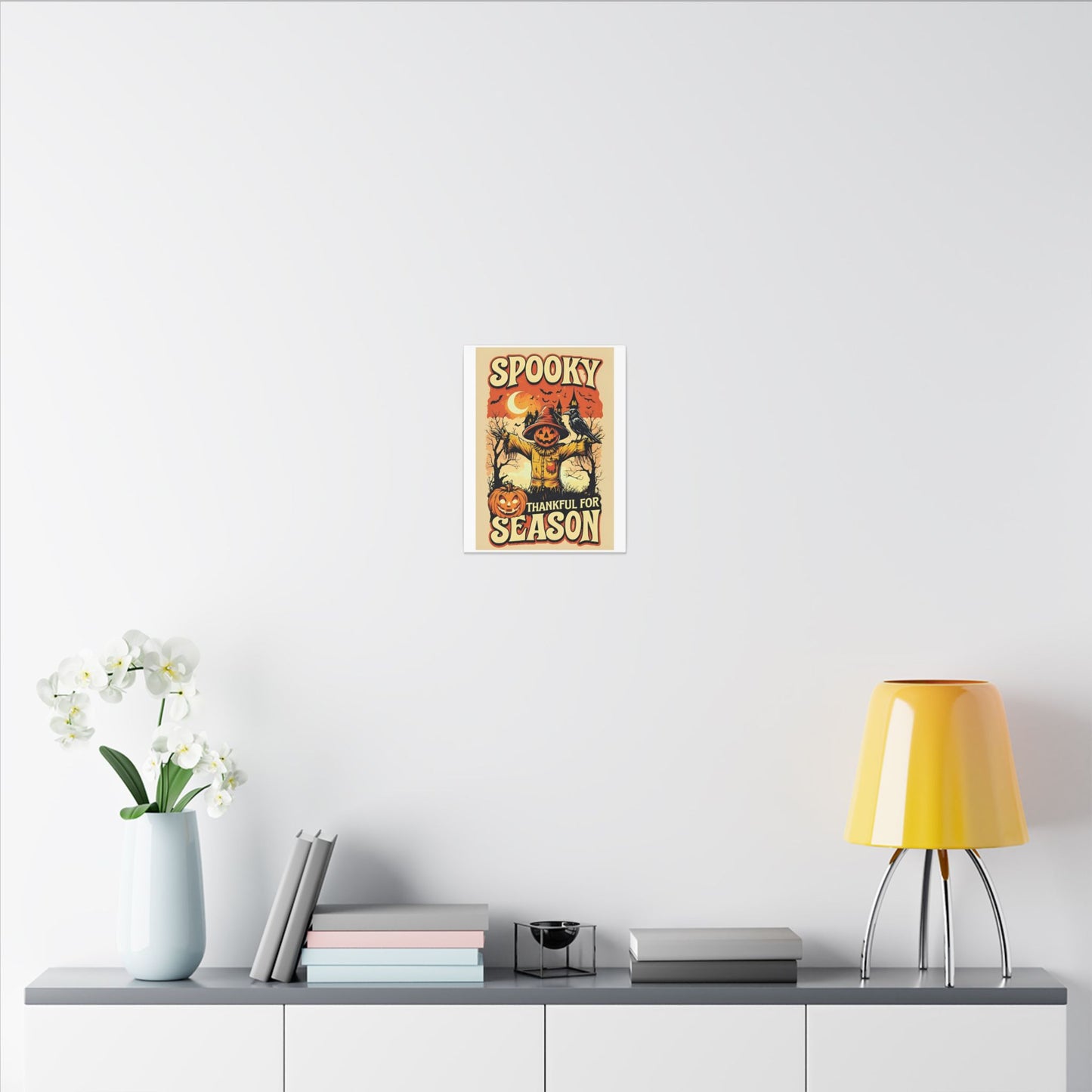 Spooky Thankful for the Season Halloween Scarecrow Vintage Design Canvas Print