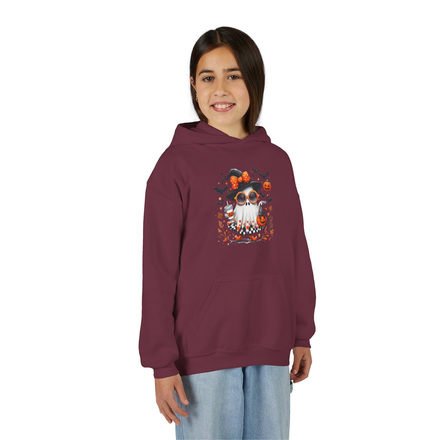 Cute Halloween Ghost T-Shirt | Trendy Witch Ghost Outfit | Spooky Fall Shirt for Women | Pumpkin Aesthetic Halloween Apparel Gift Kids Hoodie