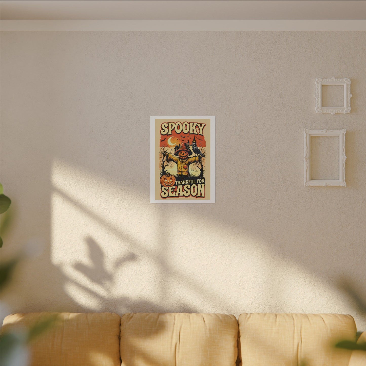 Spooky Thankful for the Season Halloween Scarecrow Vintage Design Canvas Print