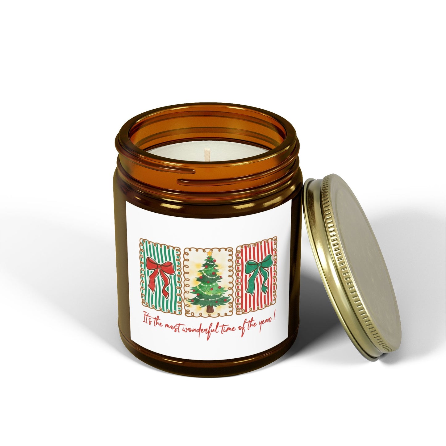 Festive Christmas Tree & Bow Design | It’s the Most Wonderful Time of the Year – Holiday Shirt, Mug, Tote & Home Decor Candle