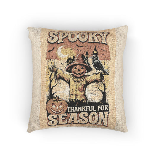 Spooky Thankful for the Season Halloween Scarecrow Vintage Design Throw Pillow
