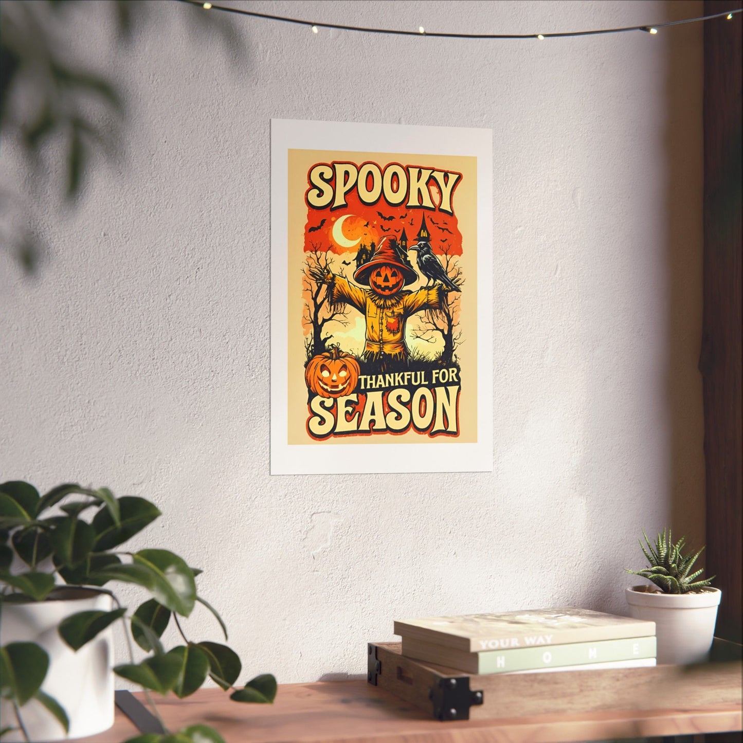 Spooky Thankful for the Season Halloween Scarecrow Vintage Design Poster