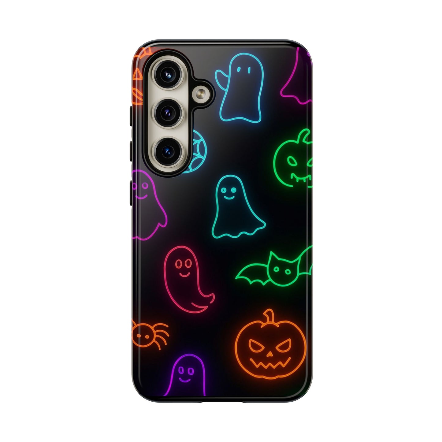 Neon Halloween Pattern | Cute Ghosts, Pumpkins & Bats Glow Design Phone Cases