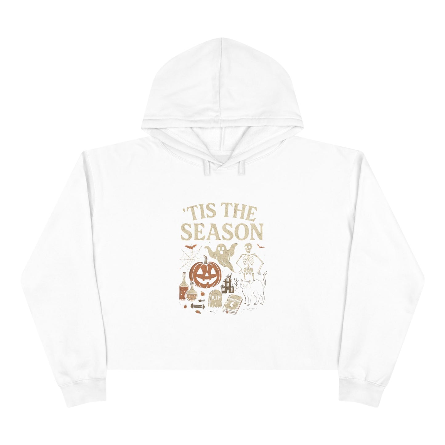 ‘Tis the Season Halloween T‑Shirt | Vintage Spooky Season Shirt with Ghost, Skeleton & Pumpkin | Retro Halloween Graphic Tee for Fall