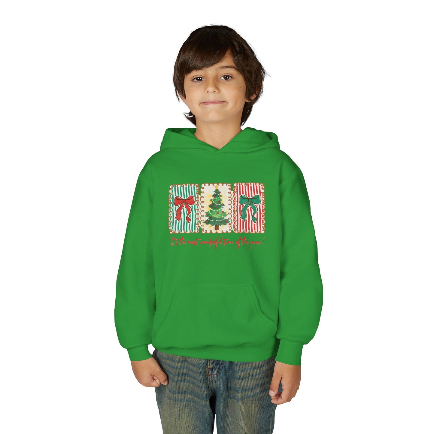 Festive Christmas Tree & Bow Design | It’s the Most Wonderful Time of the Year – Holiday Shirt, Mug, Tote & Home Decor Kids Hoodie