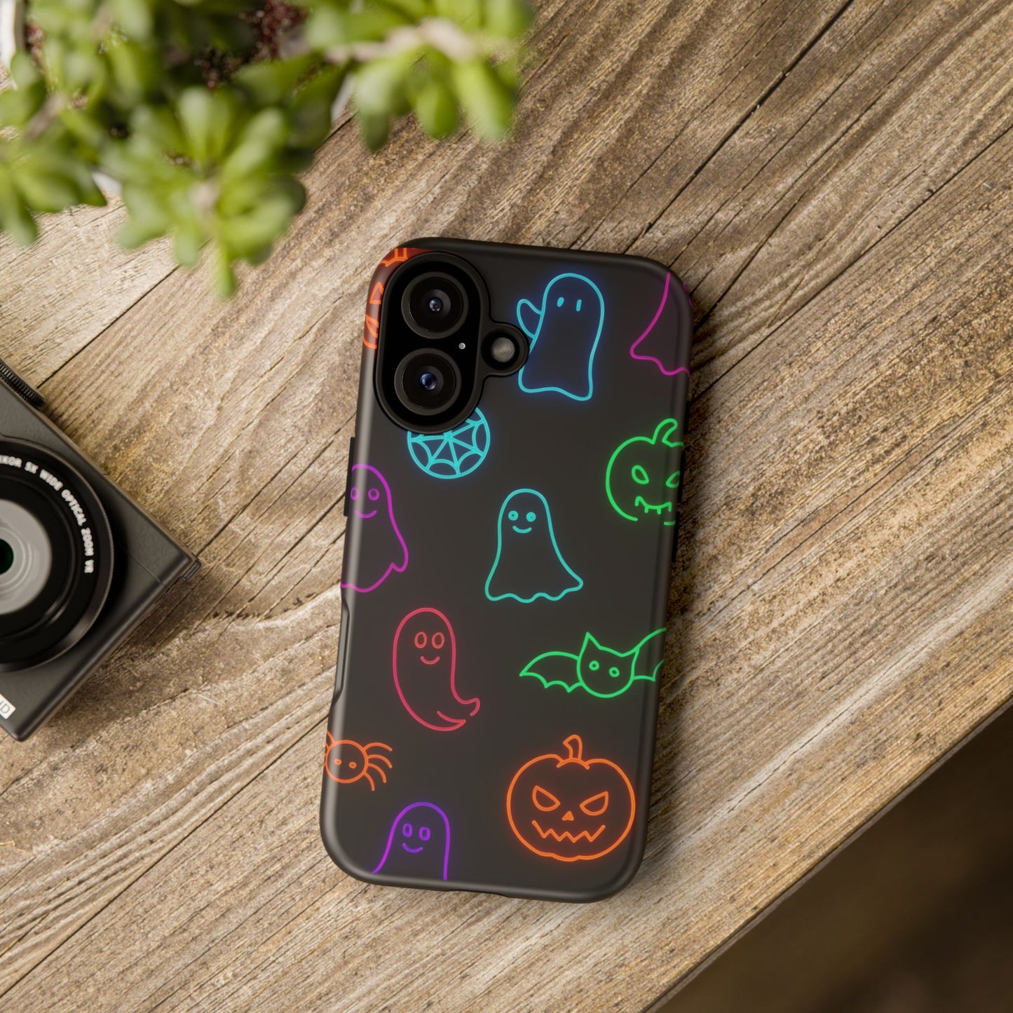Neon Halloween Pattern | Cute Ghosts, Pumpkins & Bats Glow Design Phone Cases