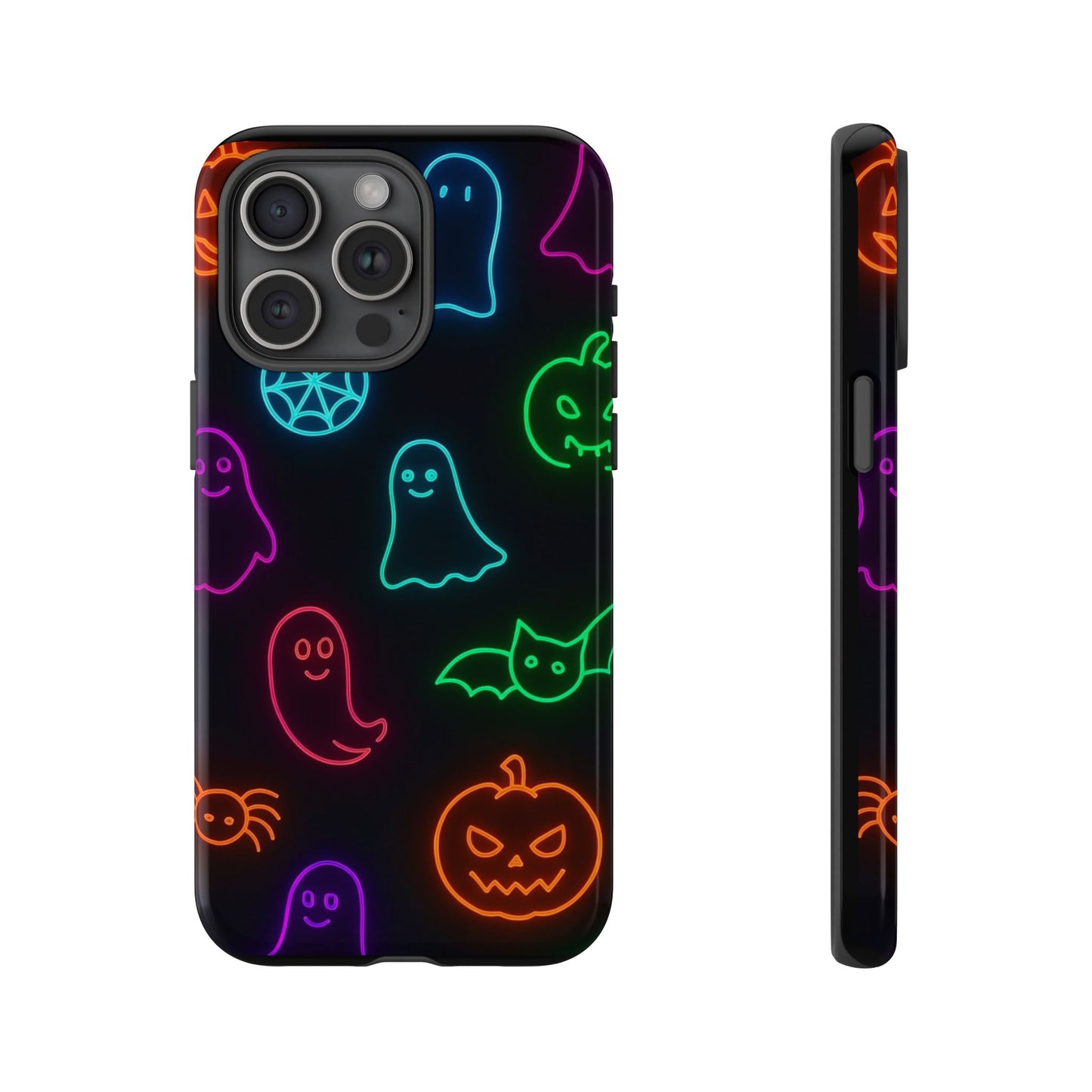 Neon Halloween Pattern | Cute Ghosts, Pumpkins & Bats Glow Design Phone Cases