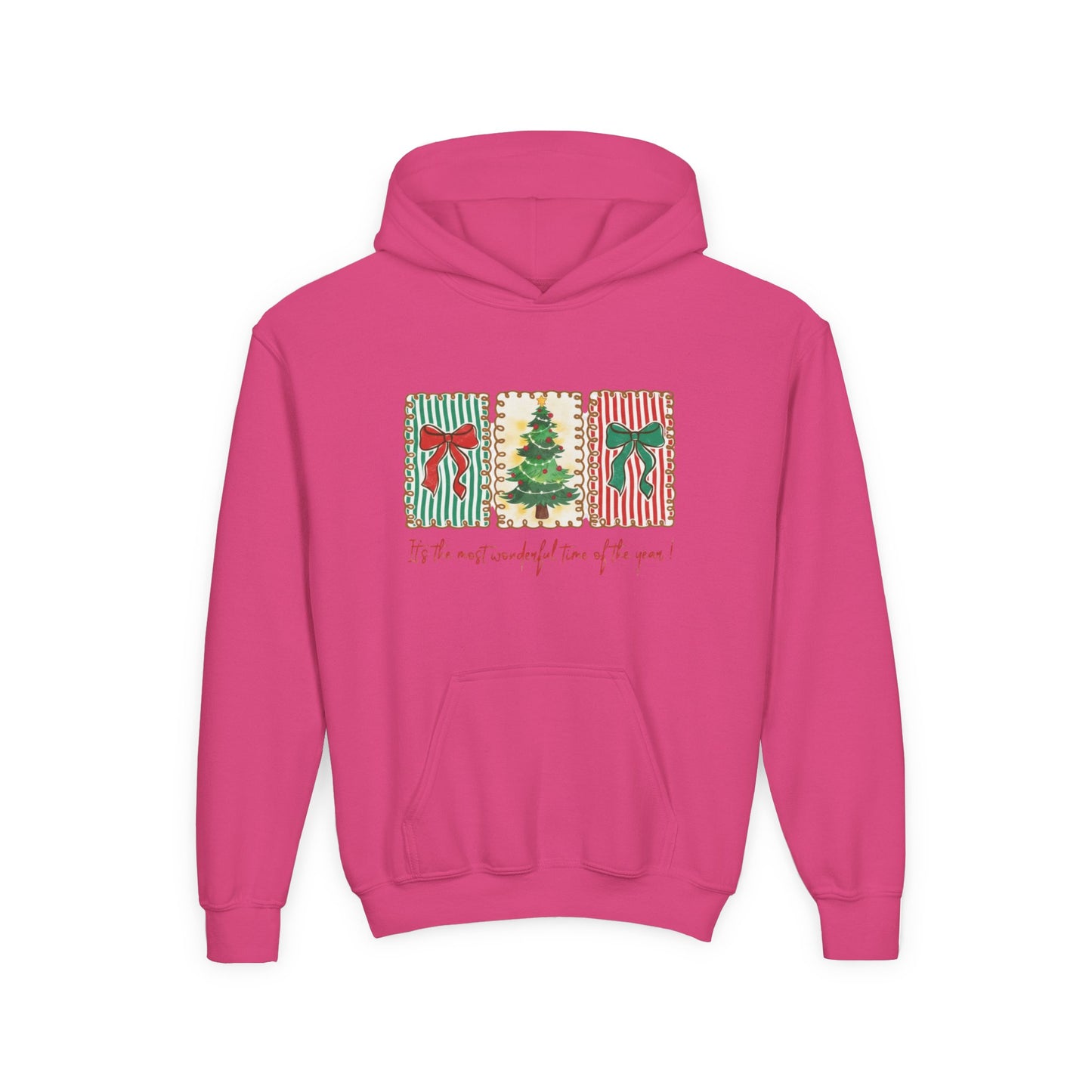 Festive Christmas Tree & Bow Design | It’s the Most Wonderful Time of the Year – Holiday Shirt, Mug, Tote & Home Decor Kids Hoodie