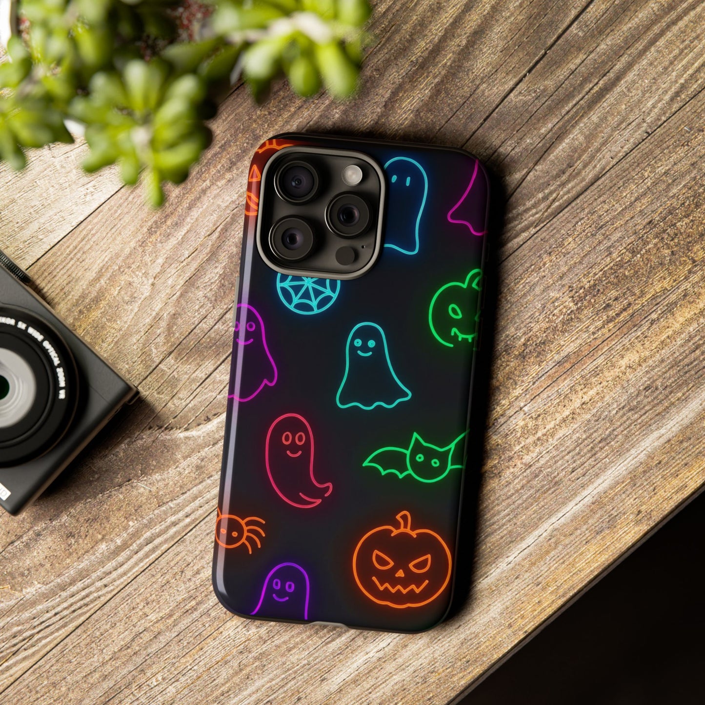 Neon Halloween Pattern | Cute Ghosts, Pumpkins & Bats Glow Design Phone Cases
