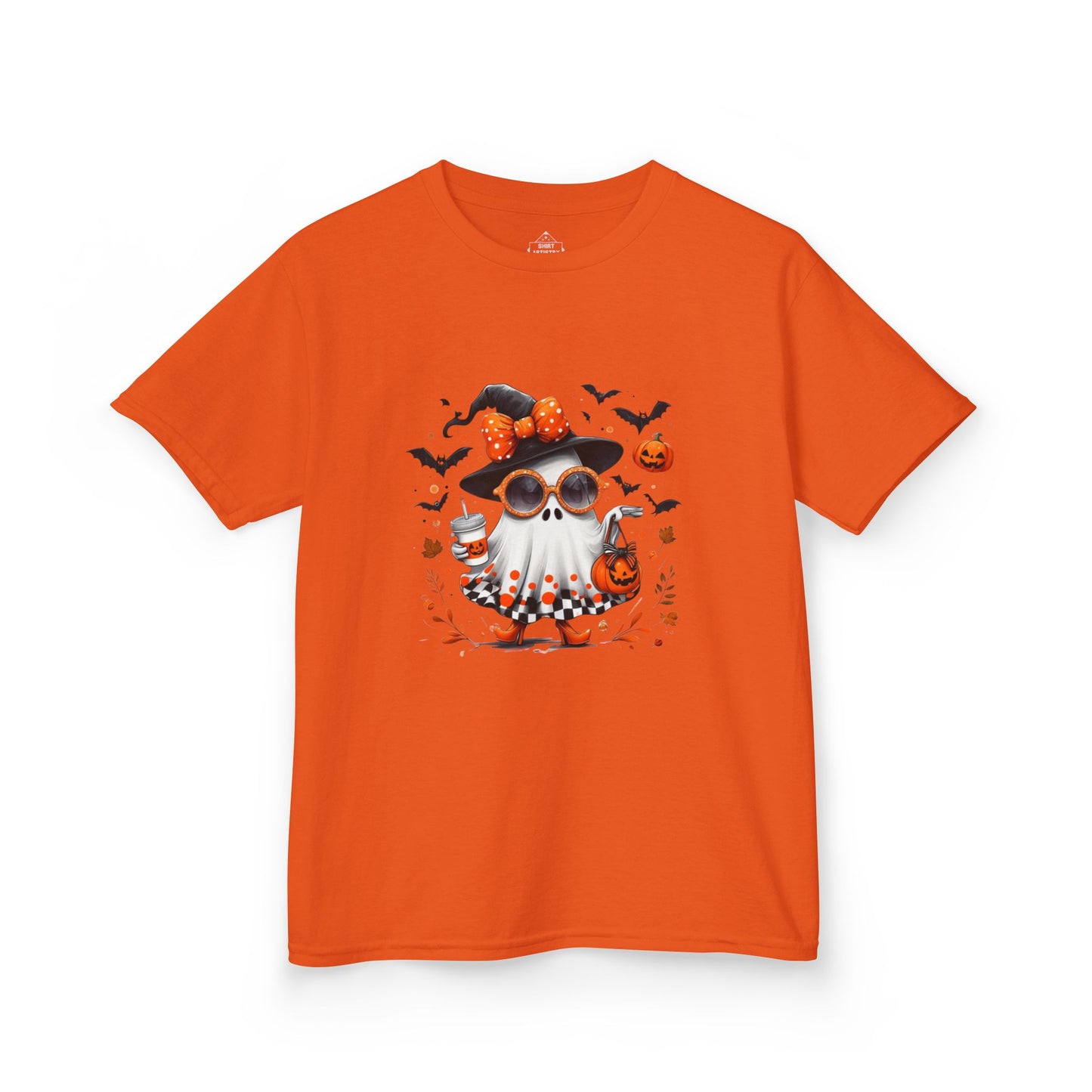 Cute Halloween Ghost T-Shirt | Trendy Witch Ghost Outfit | Spooky Fall Shirt for Women | Pumpkin Aesthetic Halloween Apparel Gift , Kids T-Shirts