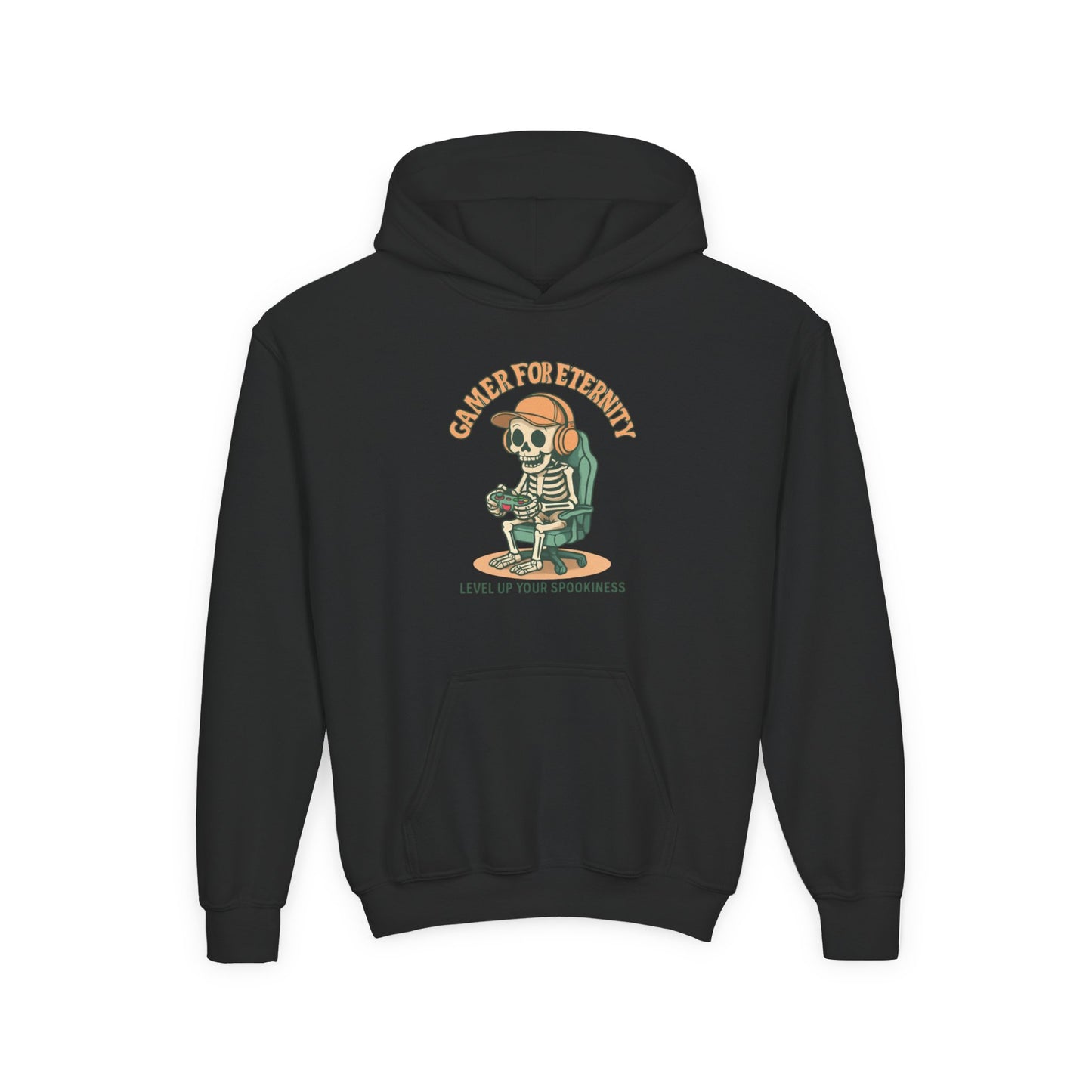 Cool Skeleton Gamer Youth Hoodie, Casual Streetwear, Perfect for Gamers, Halloween, Birthday, and Everyday Wear, Kids Hoodies