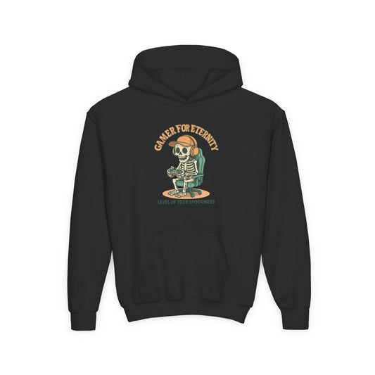 Cool Skeleton Gamer Youth Hoodie, Casual Streetwear, Perfect for Gamers, Halloween, Birthday, and Everyday Wear, Kids Hoodies