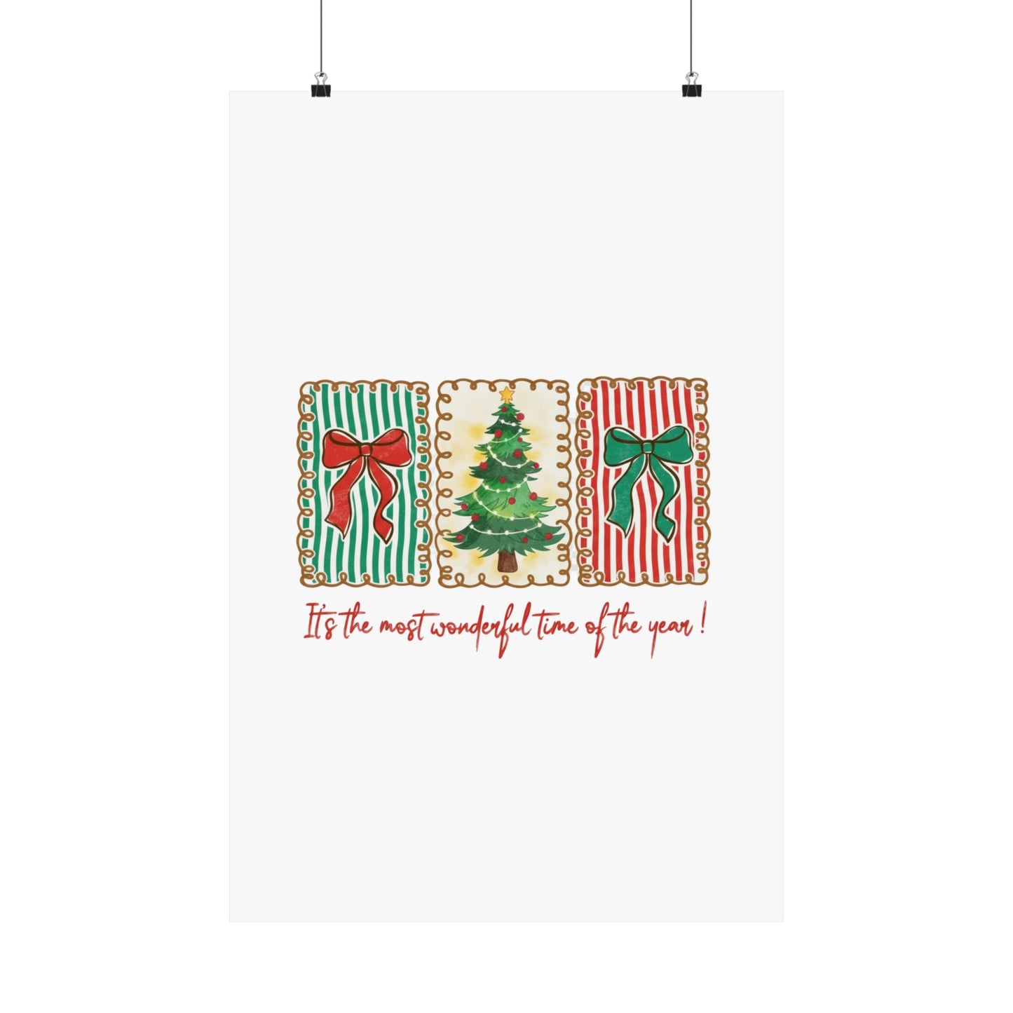Festive Christmas Tree & Bow Design | It’s the Most Wonderful Time of the Year – Holiday Shirt, Mug, Tote & Home Decor Poster