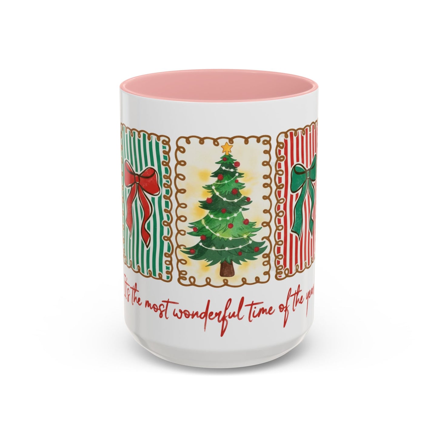 Festive Christmas Tree & Bow Design | It’s the Most Wonderful Time of the Year – Holiday Shirt, Mug, Tote & Home Decor Accent Mug