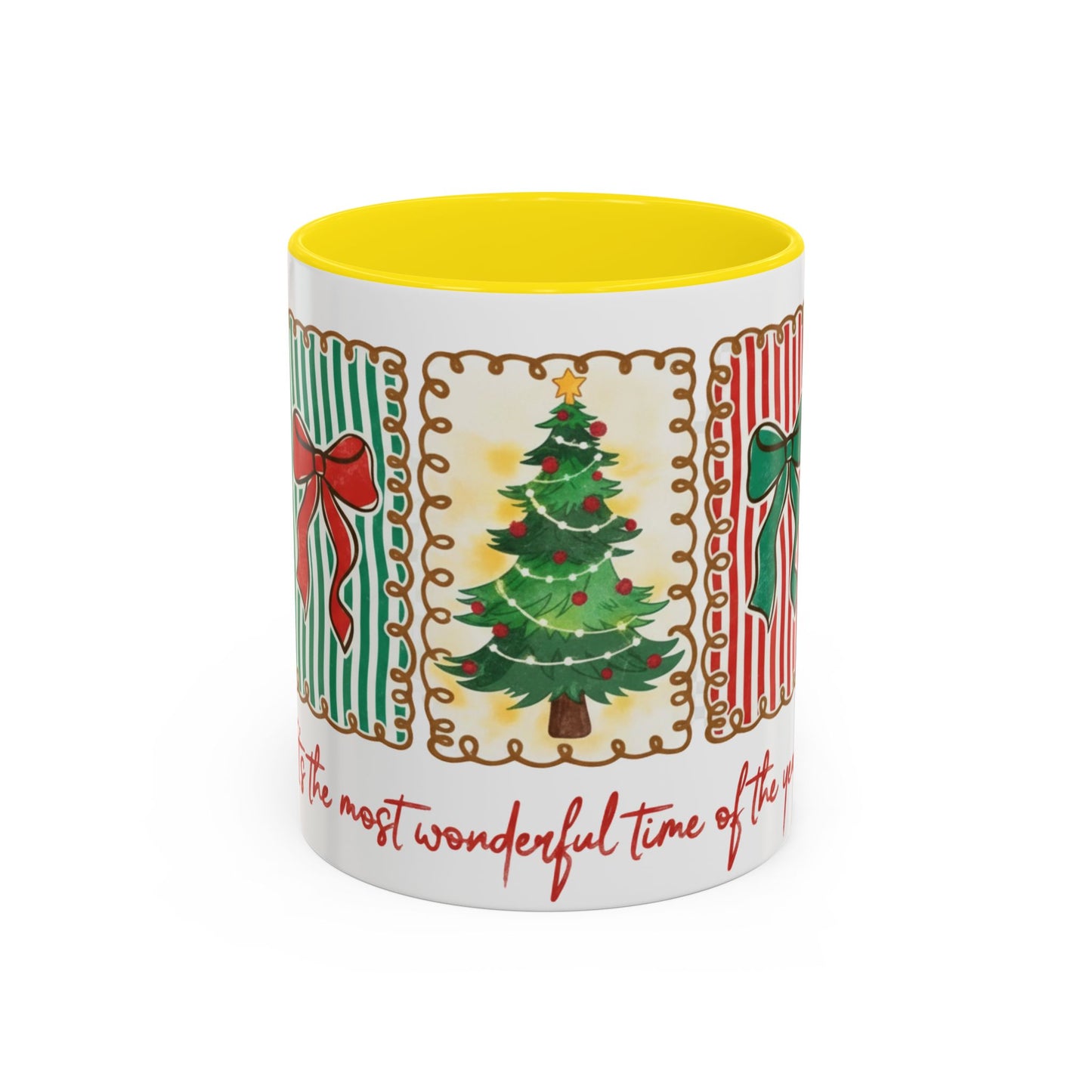 Festive Christmas Tree & Bow Design | It’s the Most Wonderful Time of the Year – Holiday Shirt, Mug, Tote & Home Decor Accent Mug