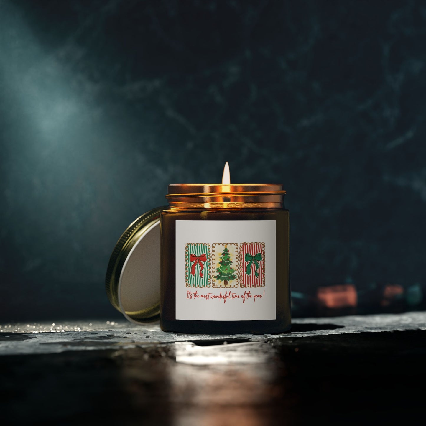 Festive Christmas Tree & Bow Design | It’s the Most Wonderful Time of the Year – Holiday Shirt, Mug, Tote & Home Decor Candle