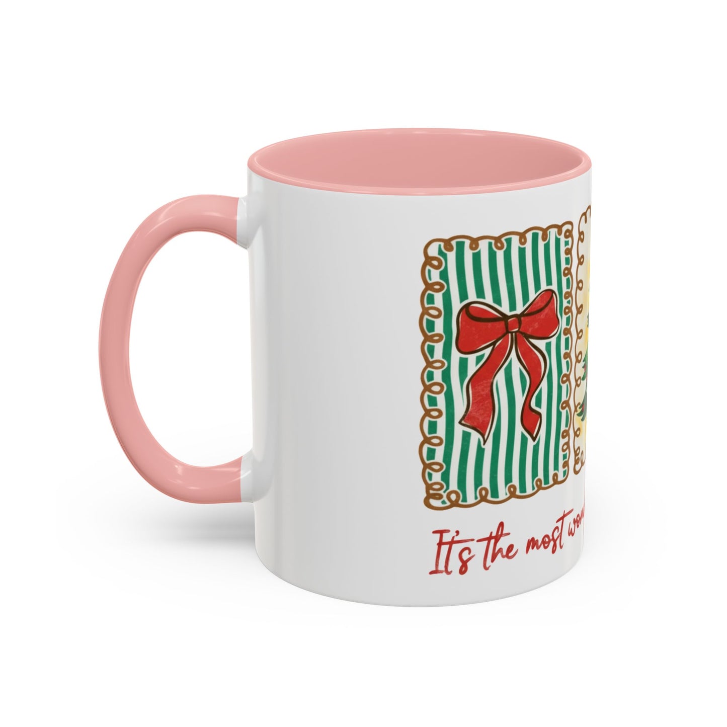 Festive Christmas Tree & Bow Design | It’s the Most Wonderful Time of the Year – Holiday Shirt, Mug, Tote & Home Decor Accent Mug