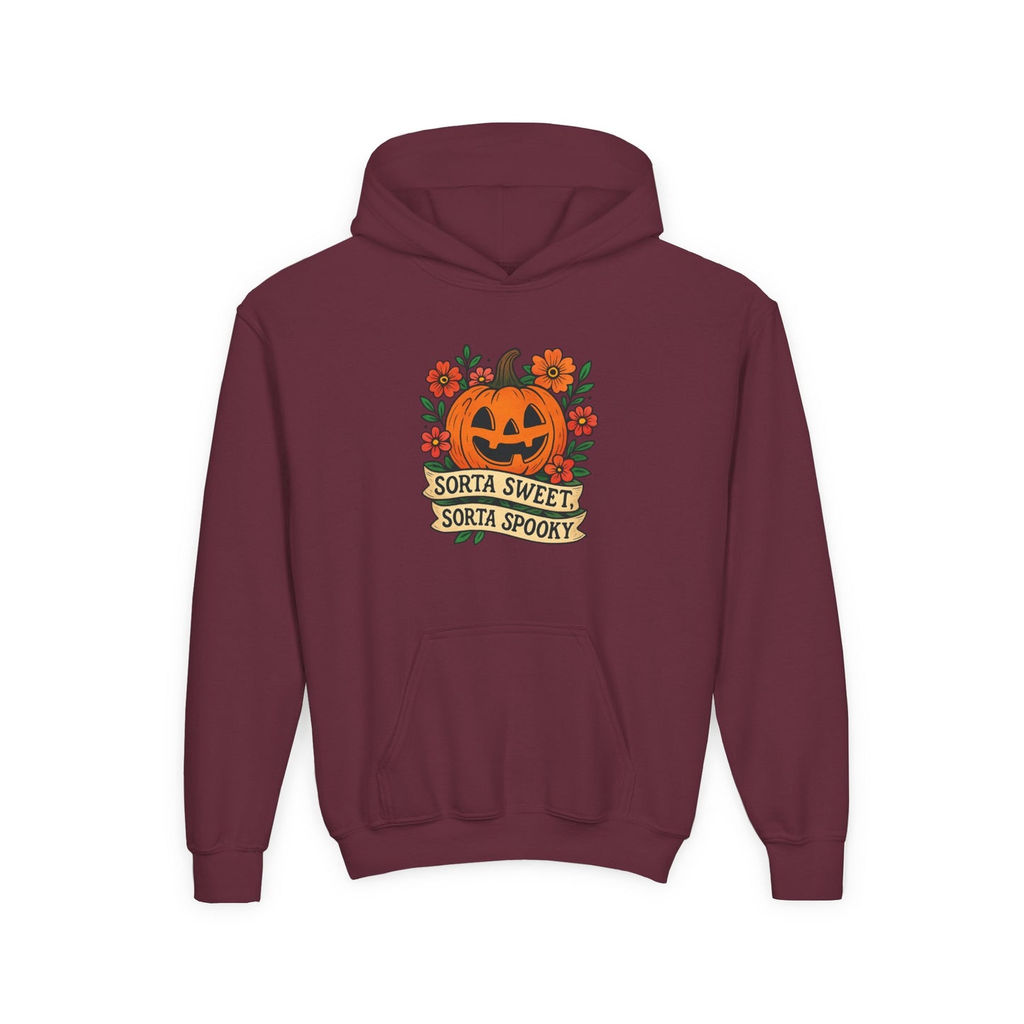 Cute Pumpkin Design – Sorta Sweet, Sorta Spooky Halloween Artwork Kids Hoodies