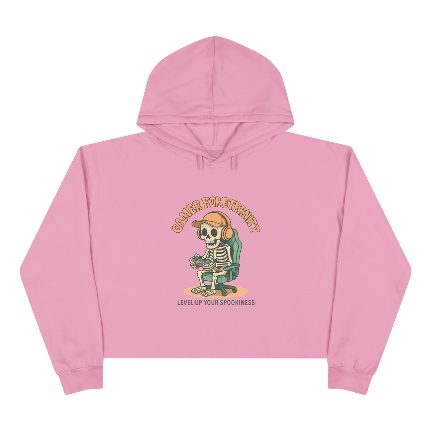 Gamer Crop Hoodie, Cute Skeleton Hoodie, Level Up Your Spookiness, Halloween Sweater, Gaming Apparel, Fun Casual Wear
