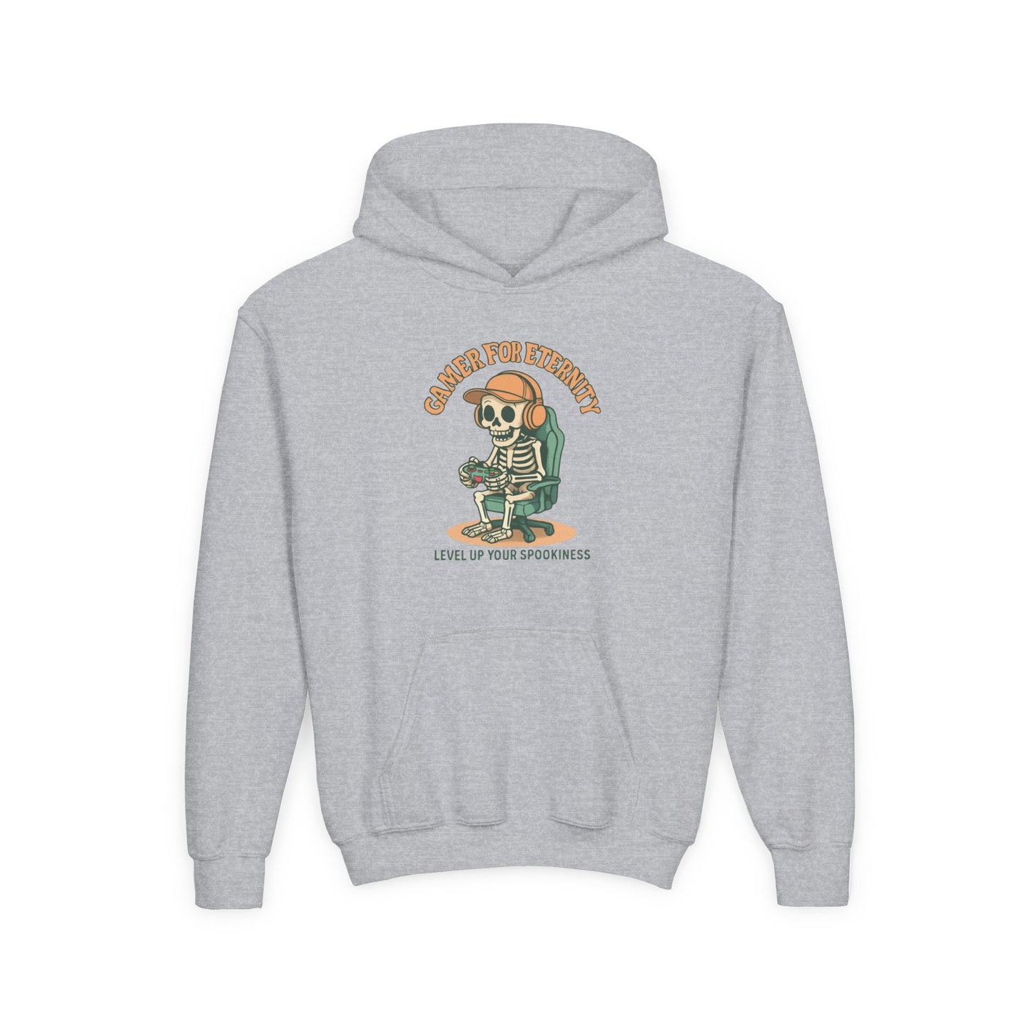 Cool Skeleton Gamer Youth Hoodie, Casual Streetwear, Perfect for Gamers, Halloween, Birthday, and Everyday Wear, Kids Hoodies
