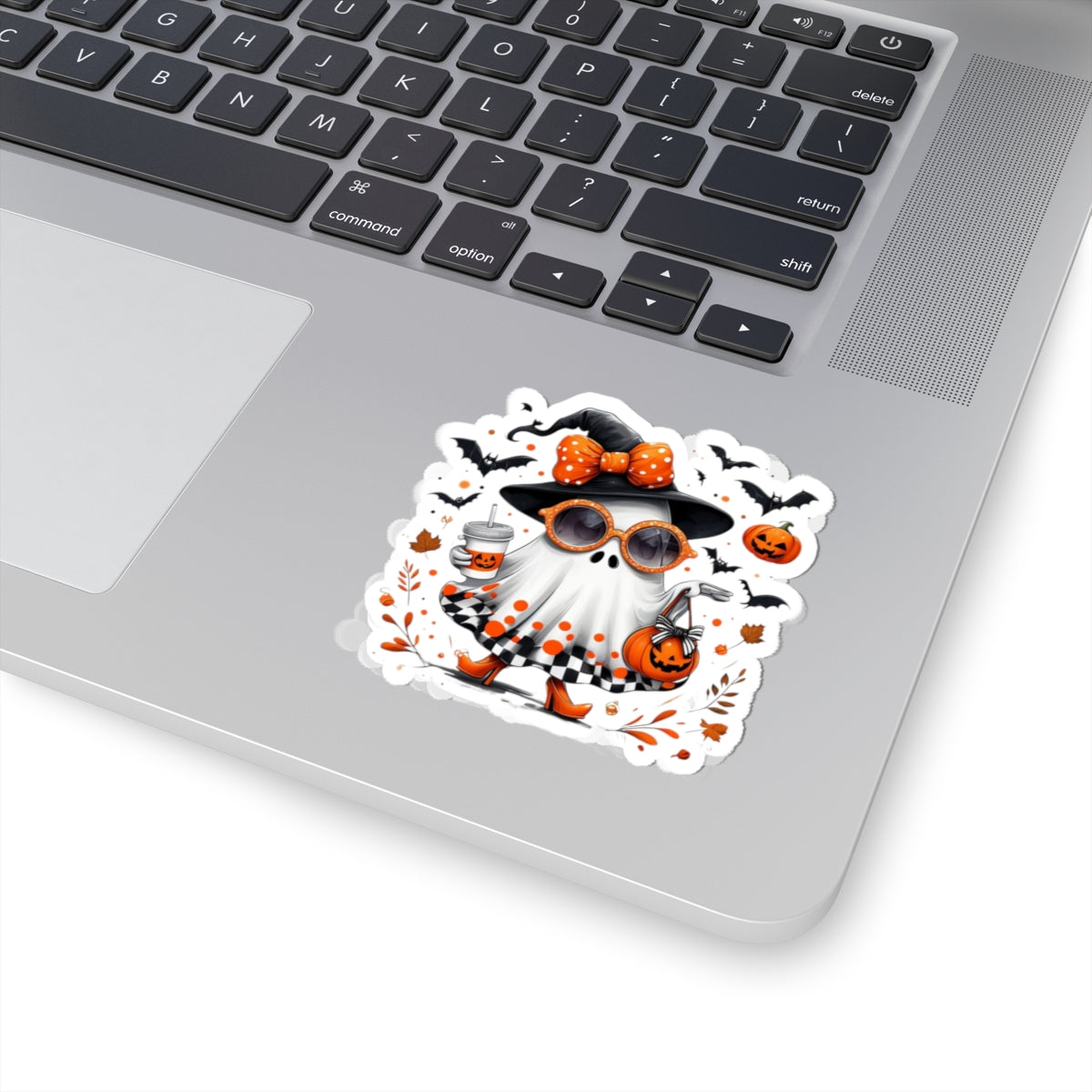 Trendy Halloween Ghost with Witch Sunglasses | Cute Spooky Chic Pumpkin Art Print | Fashion Ghost Fall Aesthetic Design  Stickers