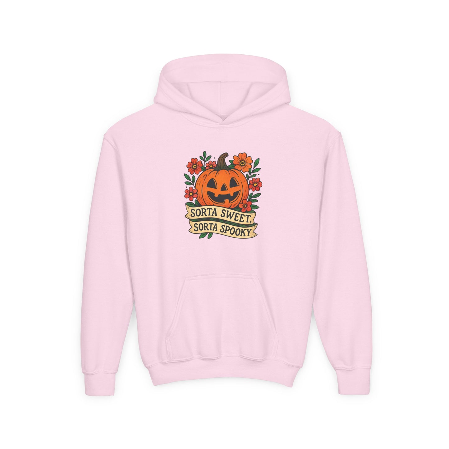 Cute Pumpkin Design – Sorta Sweet, Sorta Spooky Halloween Artwork Kids Hoodies