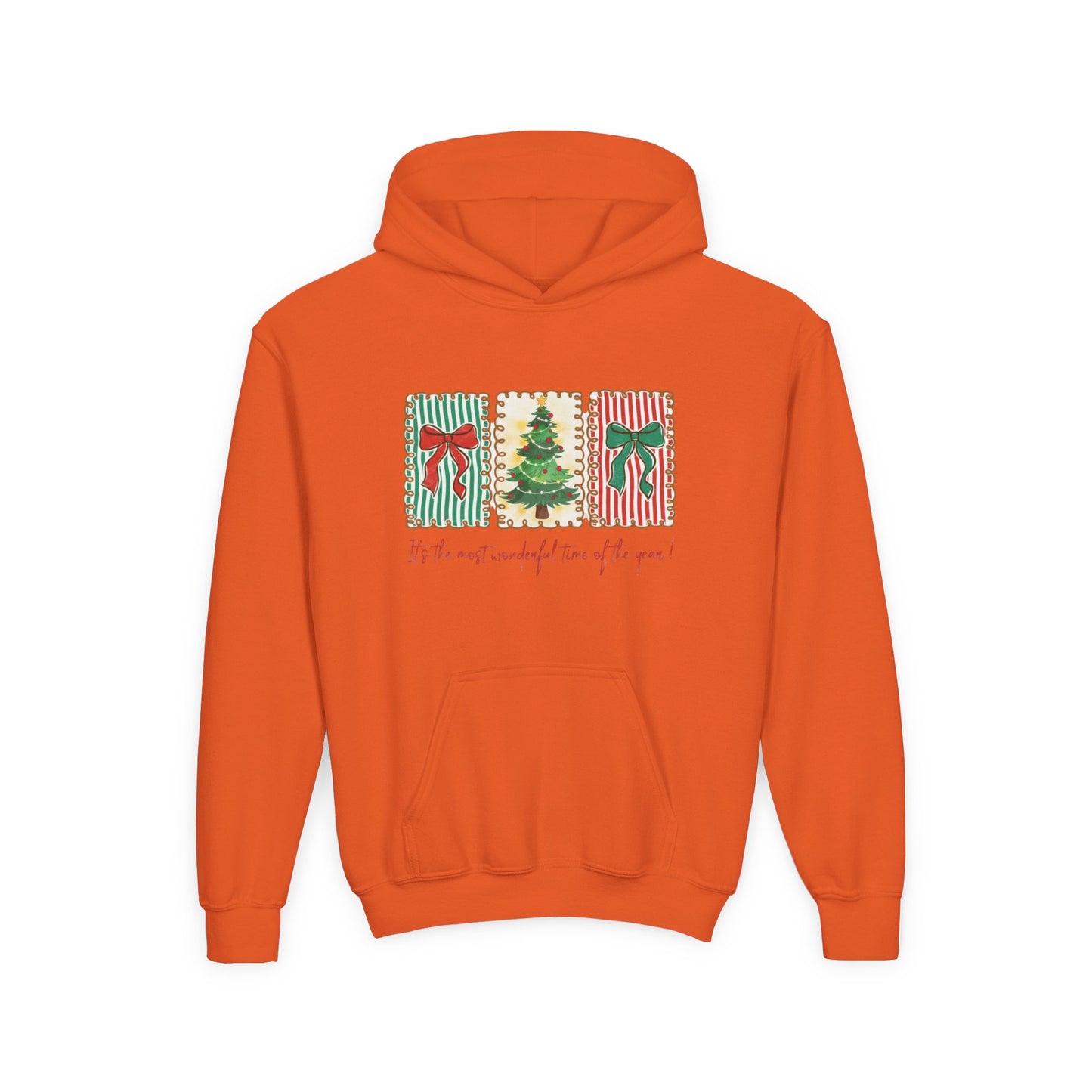 Festive Christmas Tree & Bow Design | It’s the Most Wonderful Time of the Year – Holiday Shirt, Mug, Tote & Home Decor Kids Hoodie