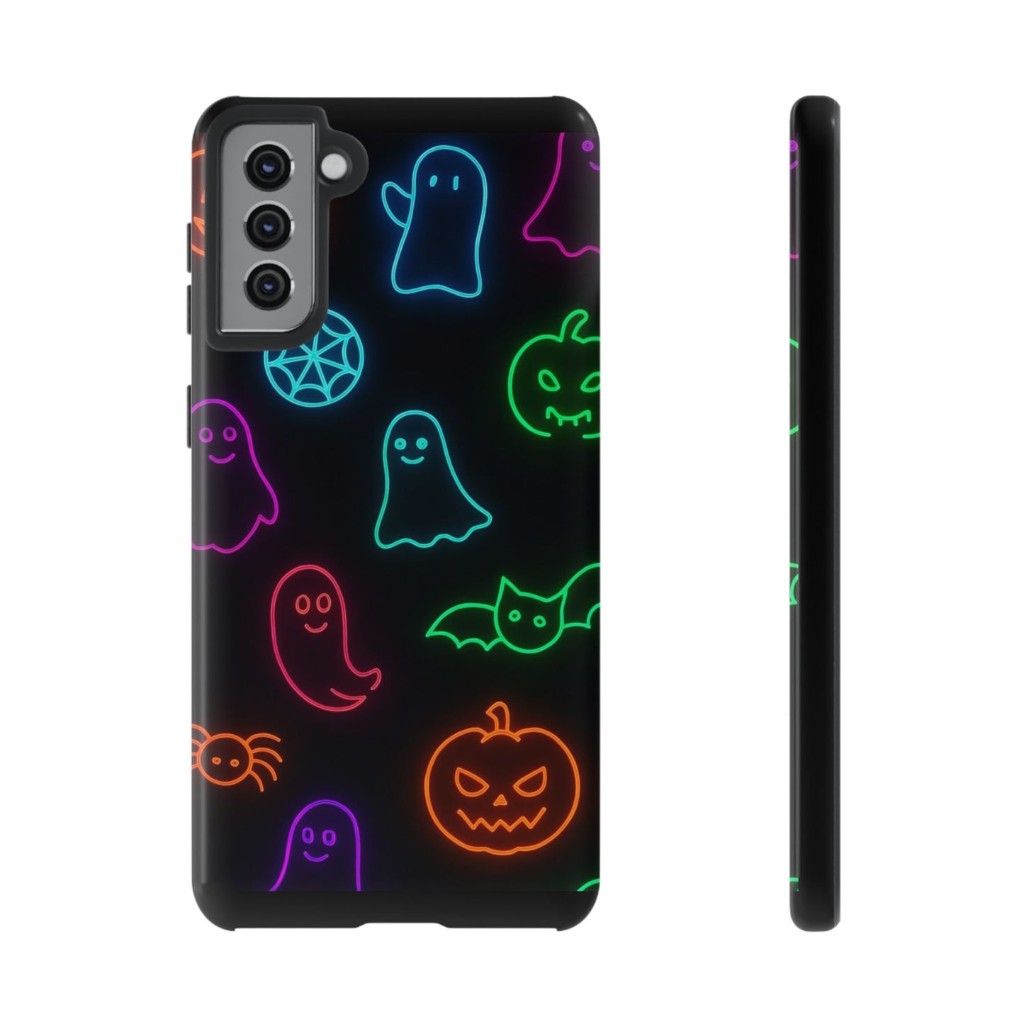 Neon Halloween Pattern | Cute Ghosts, Pumpkins & Bats Glow Design Phone Cases