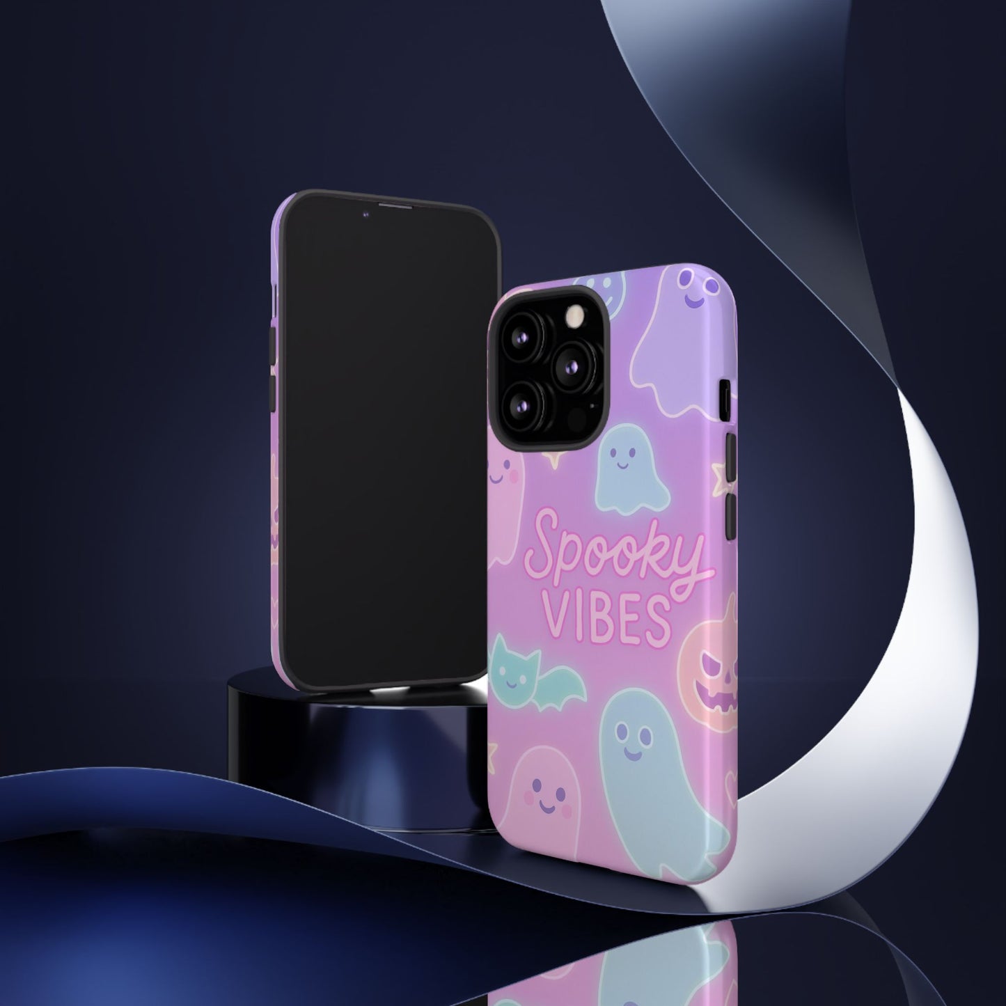Spooky Vibes Pastel Halloween Design | Cute Ghosts, Pumpkins & Bats Aesthetic Phone Cases