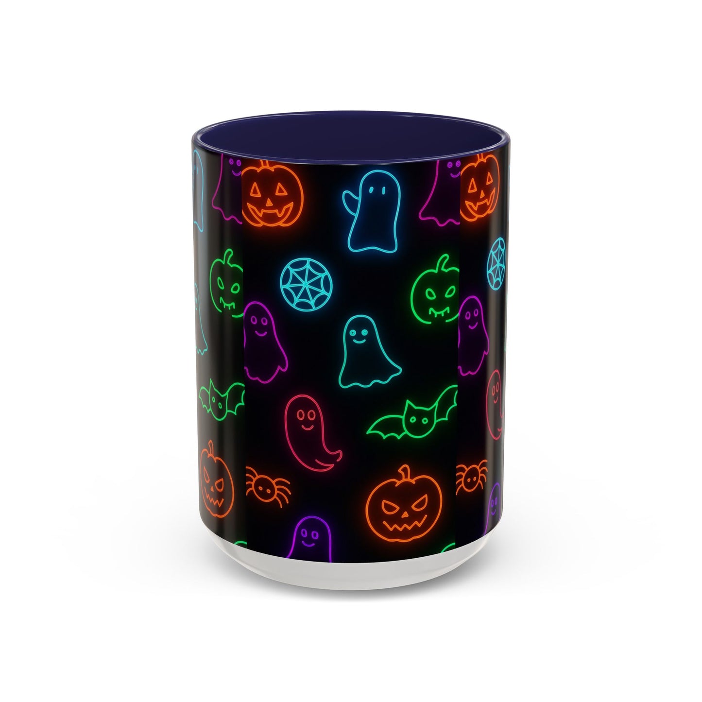 Neon Halloween Pattern | Cute Ghosts, Pumpkins & Bats Glow Design Accent Mug