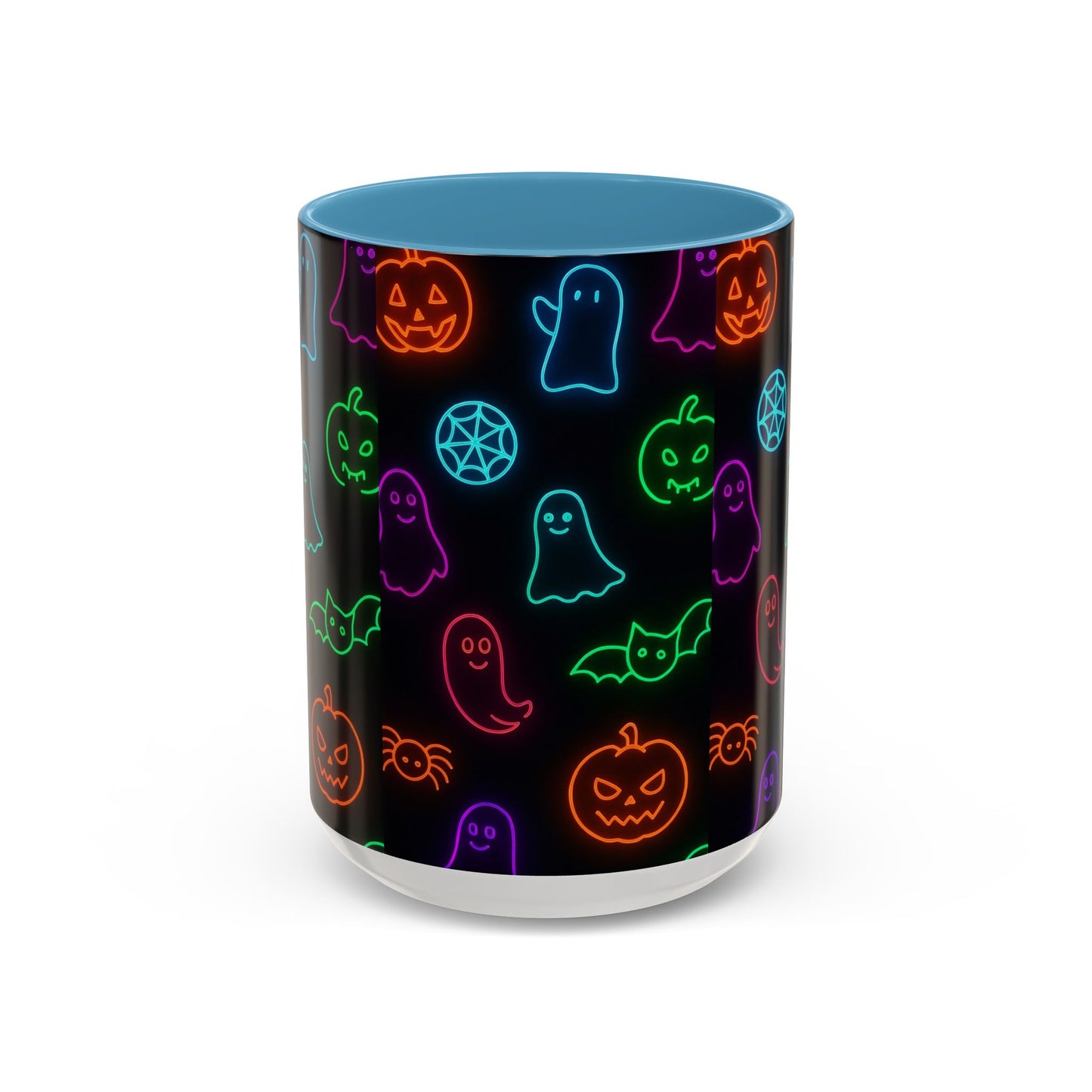 Neon Halloween Pattern | Cute Ghosts, Pumpkins & Bats Glow Design Accent Mug