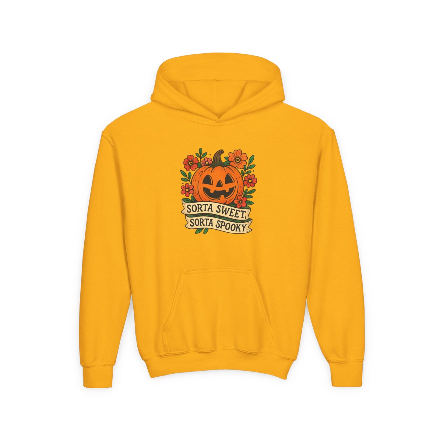 Cute Pumpkin Design – Sorta Sweet, Sorta Spooky Halloween Artwork Kids Hoodies