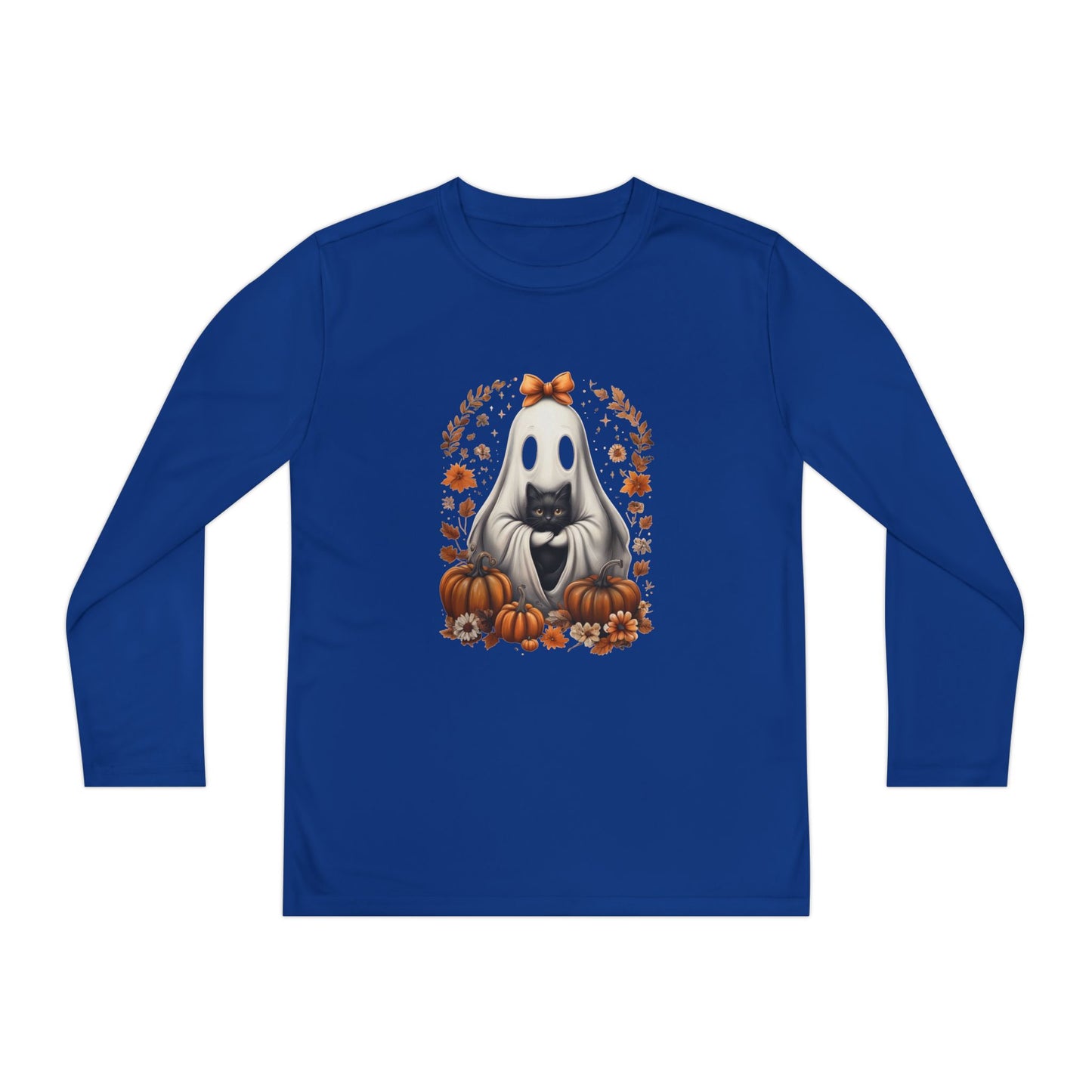 Cute Ghost and Black Cat Halloween T-Shirt | Cozy Fall Pumpkin Shirt | Spooky Season Aesthetic Apparel Gift for Halloween Lovers