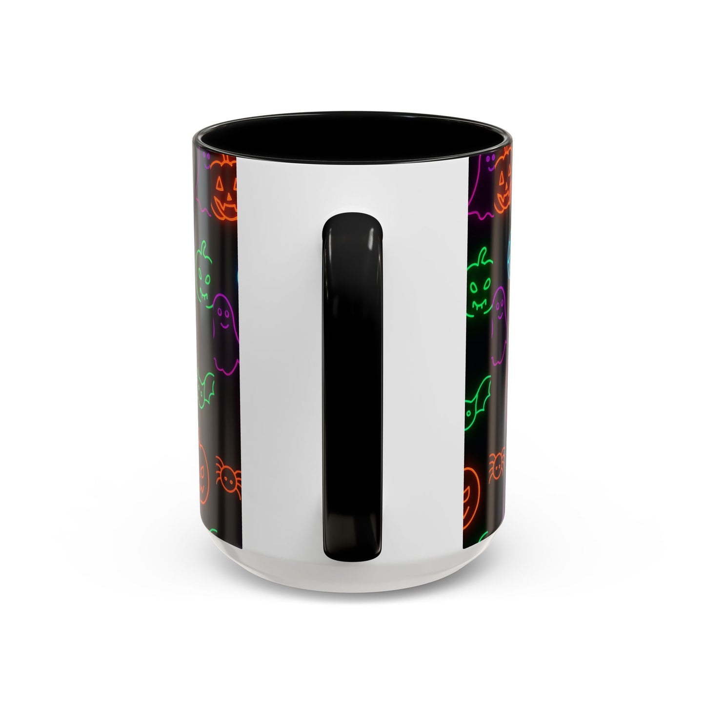 Neon Halloween Pattern | Cute Ghosts, Pumpkins & Bats Glow Design Accent Mug