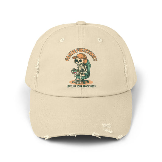 Unisex Distressed Cap Featuring 'Cancer for Eternity' Design – Quirky, Casual Headwear for Everyday Wear, Gifts, Festivals, and More, Distressed cap