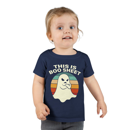 This Is Boo Sheet Funny Halloween T‑Shirt | Sarcastic Ghost Shirt for Spooky Season | Retro Ghost Graphic Tee for Men & Women Toddler T-Shirt