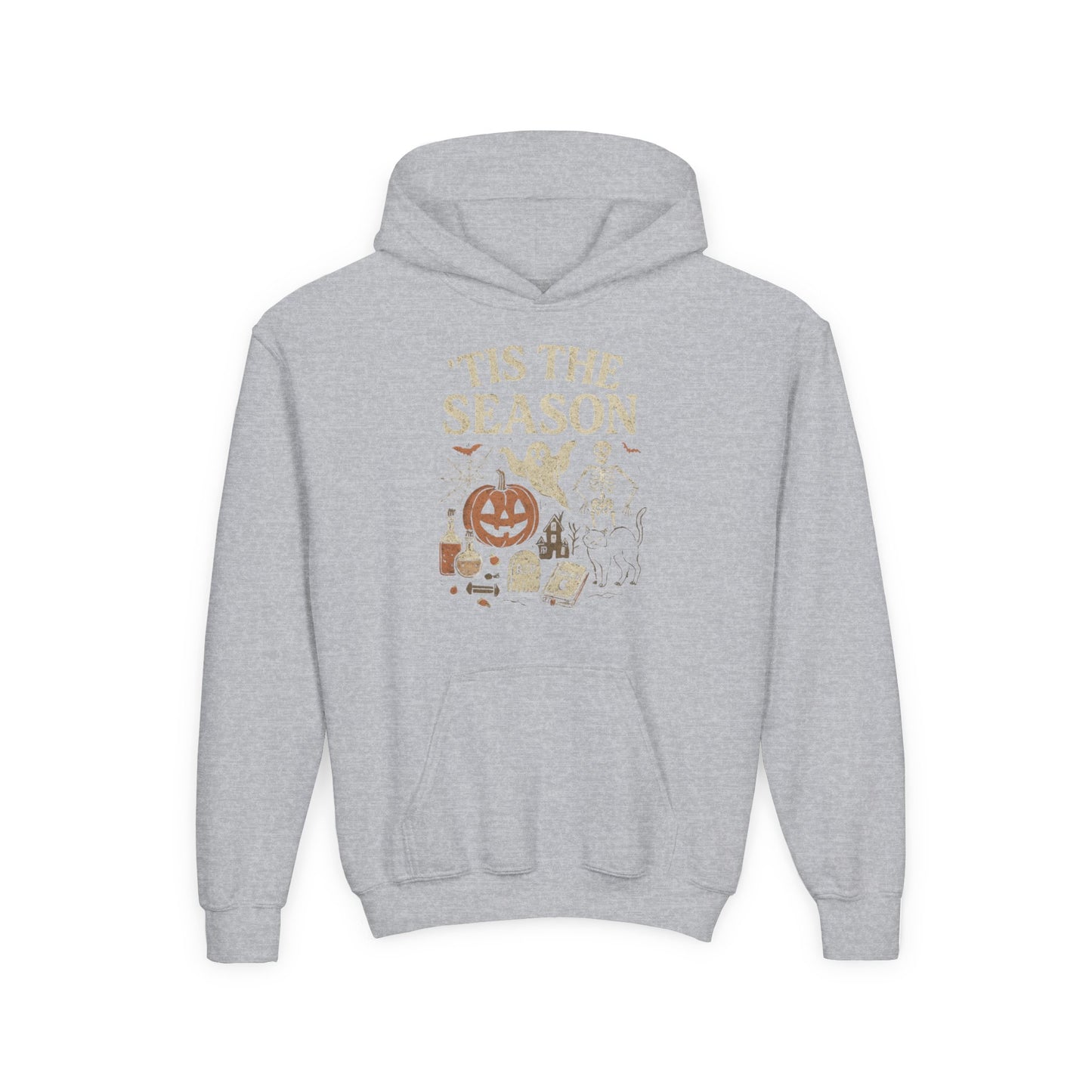 ‘Tis the Season Halloween  | Vintage Spooky Season Shirt with Ghost, Skeleton & Pumpkin | Retro Halloween Graphic Tee for Fall Kids Hoodie