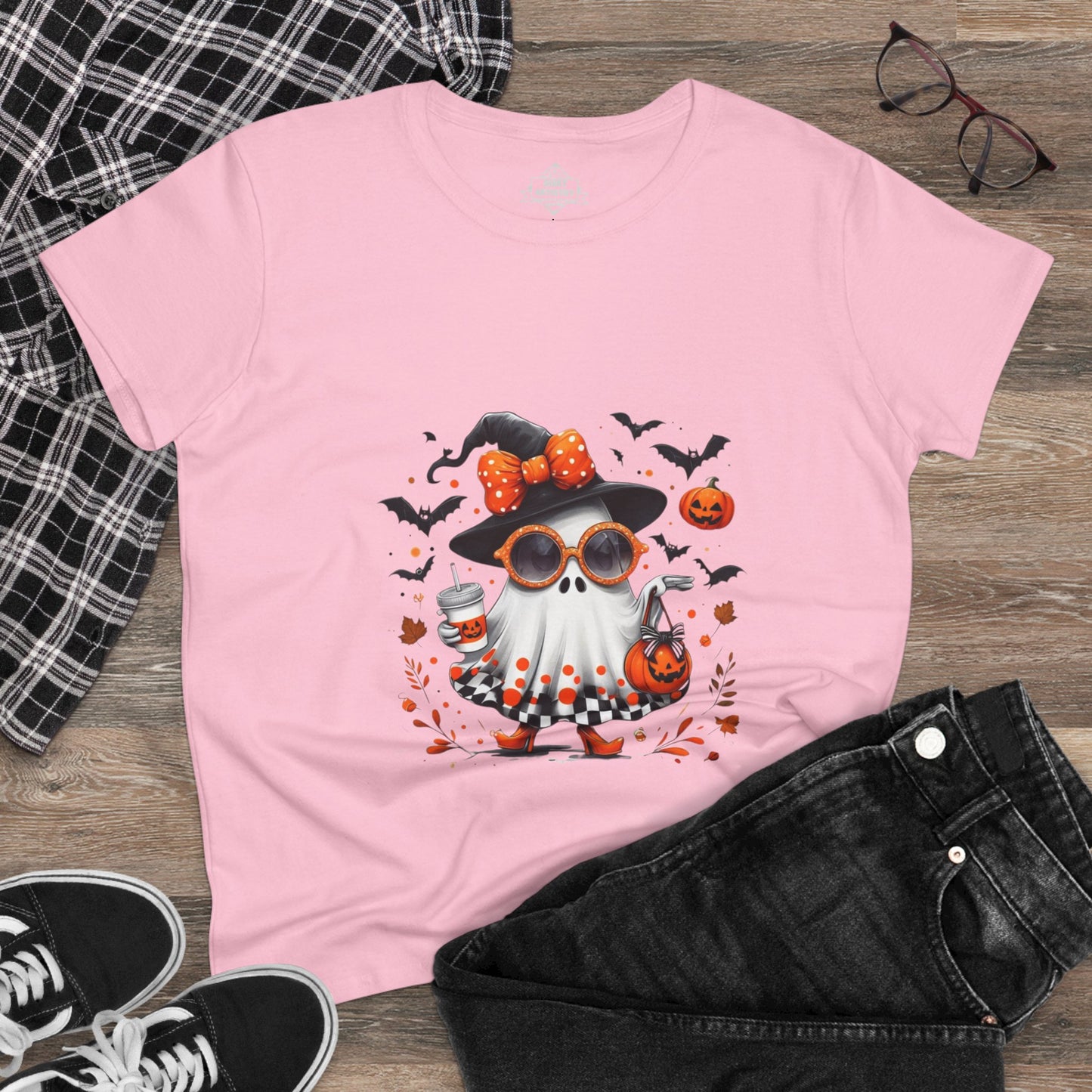 Trendy Halloween Ghost Tumbler Design | Cute Witch Ghost PNG | Spooky Season Sublimation Design for Shirts, Mugs & Decor