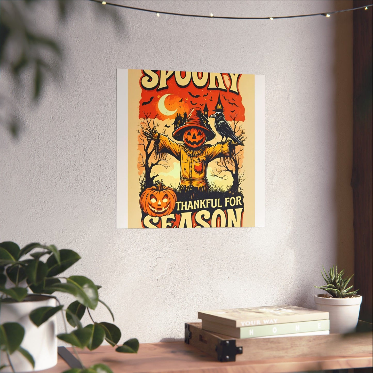 Spooky Thankful for the Season Halloween Scarecrow Vintage Design Poster