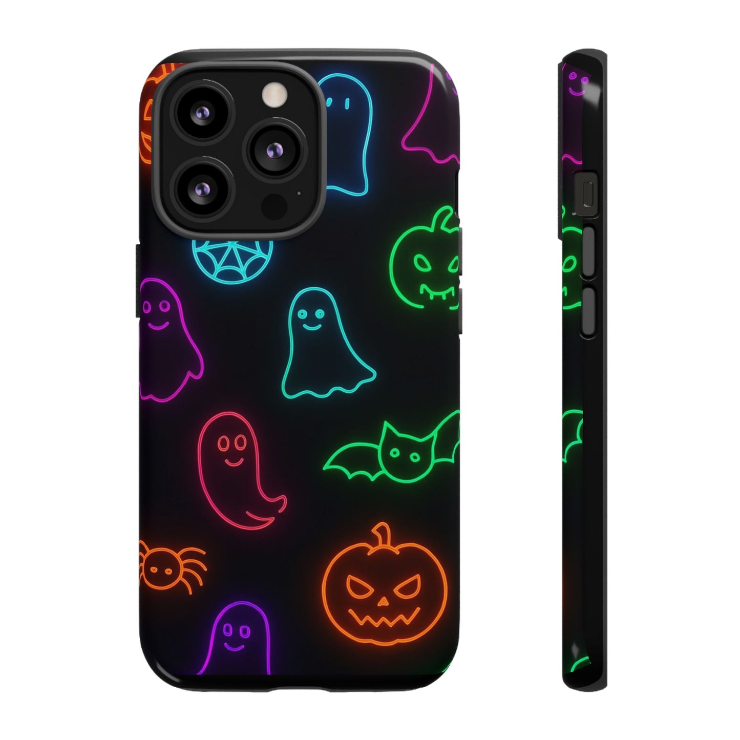 Neon Halloween Pattern | Cute Ghosts, Pumpkins & Bats Glow Design Phone Cases