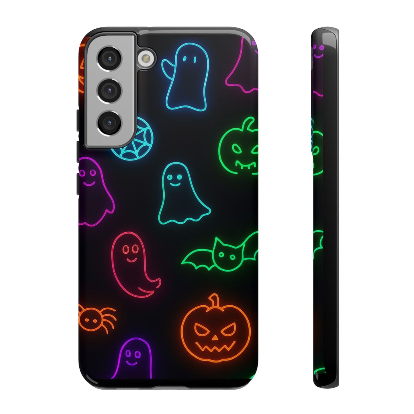 Neon Halloween Pattern | Cute Ghosts, Pumpkins & Bats Glow Design Phone Cases