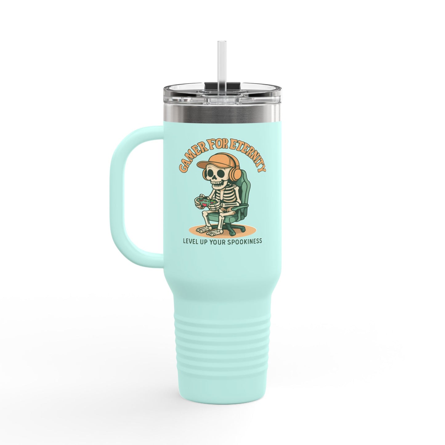 Insulated Travel Mug, Halloween Skeleton Design, 40oz, Perfect for On-the-Go, Party Beverage Container, Spooky Vibes, Travel Mug