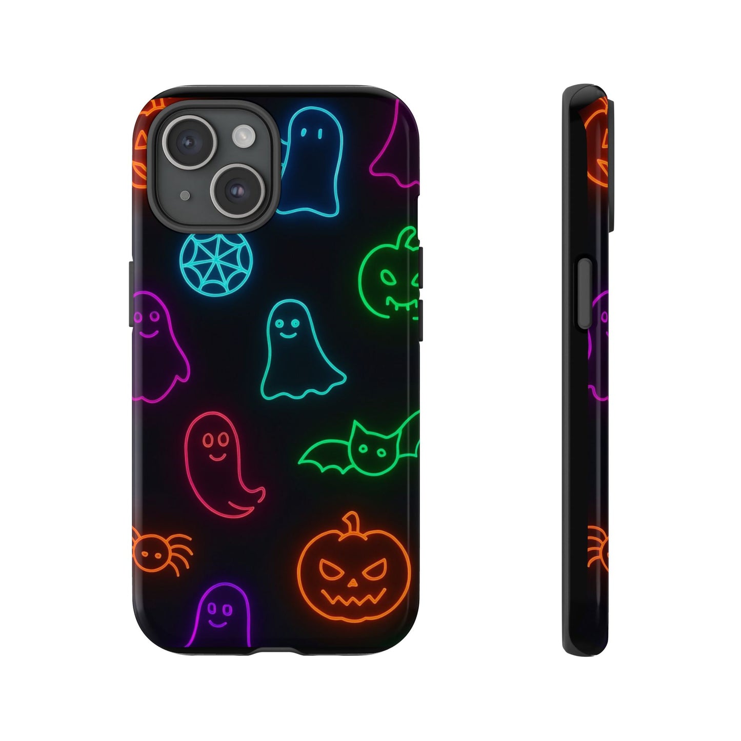 Neon Halloween Pattern | Cute Ghosts, Pumpkins & Bats Glow Design Phone Cases