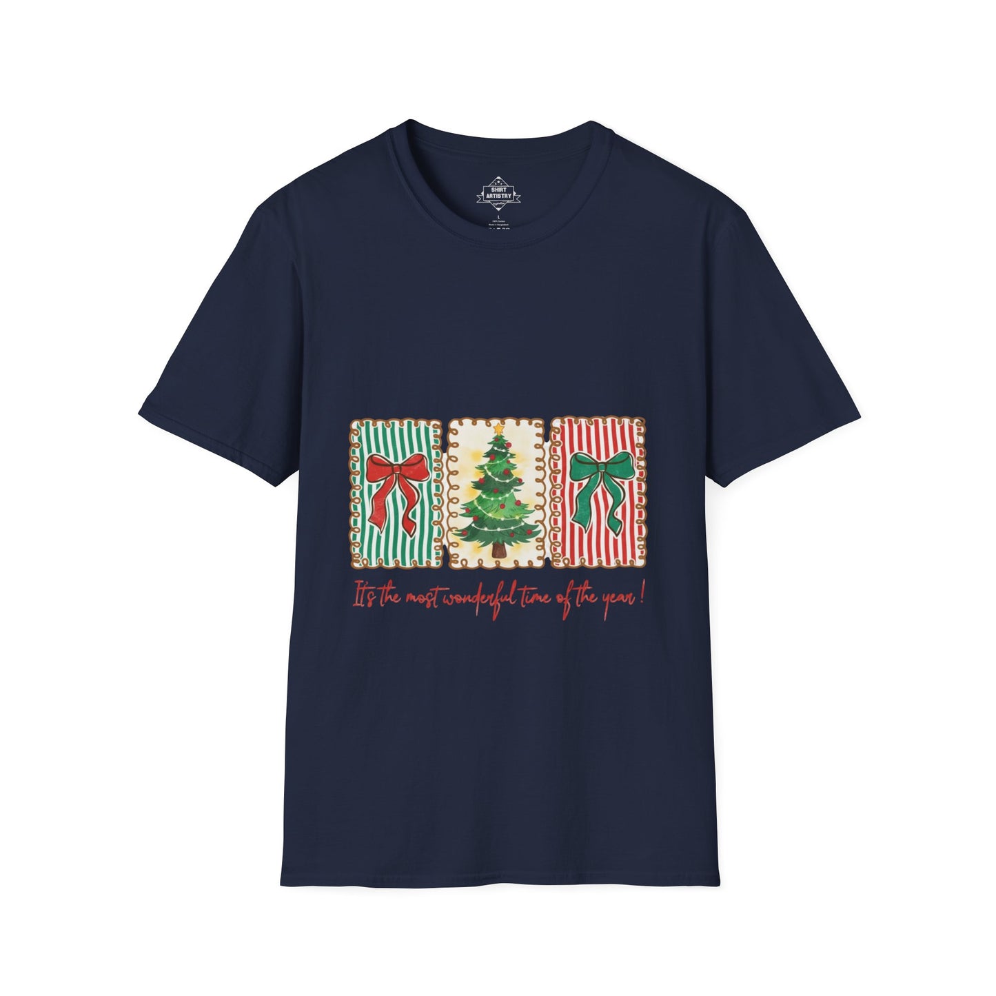 Festive Christmas Tree & Bow Design | It’s the Most Wonderful Time of the Year – Holiday Shirt, Mug, Tote & Home deco